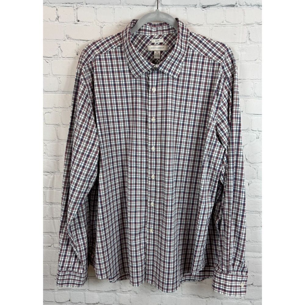 JOSEPH ABBOUD mens slim fit check stretch dress shirt XXL